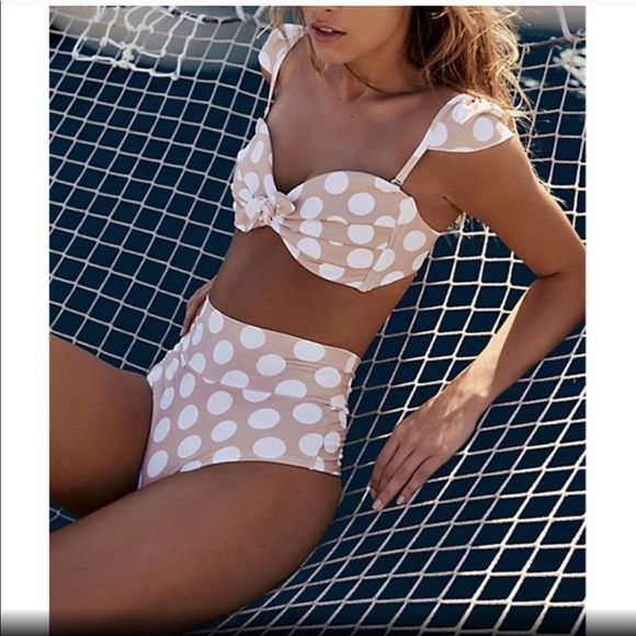 Other - Polka Dot High Waist Bikini Set